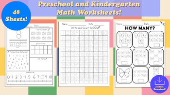 Preview of Preschool & Kindergarten Math Starter Pack Worksheets