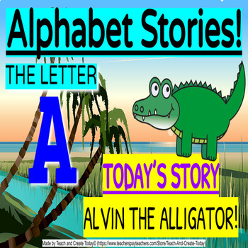 Preview of Preschool Kindergarten Reading Alphabet Stories BUNDLE #1 Letters A B C D E