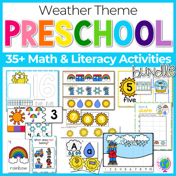 Preview of Preschool & Kindergarten Weather Math & Literacy Pack