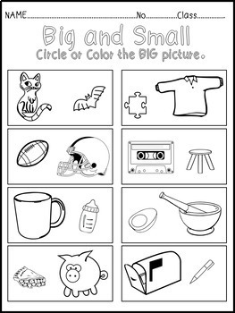 Big Small 2 B&W worksheet