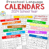 Year Round Preschool Language Activities Homework Calendar