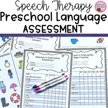 Preview of Preschool Language Intervention Assessment | Progress Monitoring Tool Speech