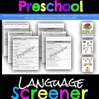 Preview of Preschool Language/Pragmatics/Articulation/Basic Concepts SCREENER