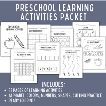 Preview of Preschool Learning Activities Packet