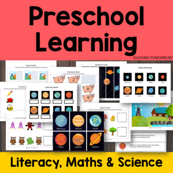Preview of Preschool Learning BUNDLE - Literacy, Math and Science for Kindergarten
