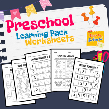 Preschool Learning Pack Worksheets by Prepareit | TPT