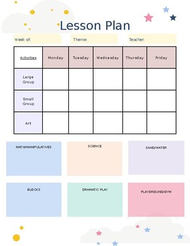 Preview of Preschool Lesson Plan Form