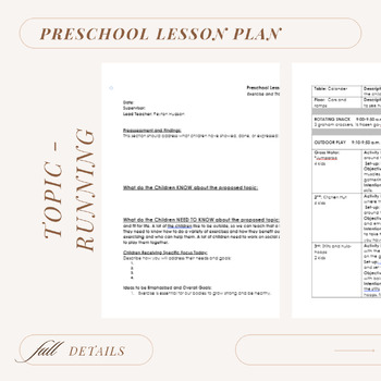 Preview of Preschool Lesson Plan - Running/Track