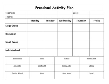 Preview of Preschool Lesson Plan Template: Streamline Your Planning Process!