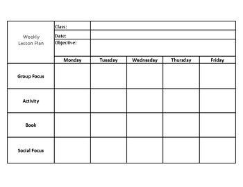 Preview of Preschool Lesson Plan Template BASIC (Infant/Toddler)