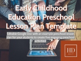 Preschool Lesson Plan Template for High School Early Child
