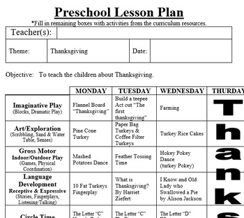 Preschool Lesson Plan and Detailed Activities ...