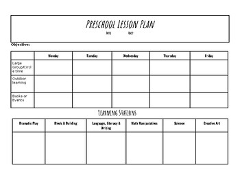 Preschool Lesson Plan template by Franchesca Macias | TPT