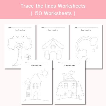 Preview of Preschool Line Tracing Worksheets, Lines Trace Pages, Kindergarten, Preschool