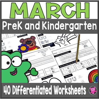 Preview of March Morning Tubs & Bins Kindergarten Worksheet St. Patrick's Day Activities