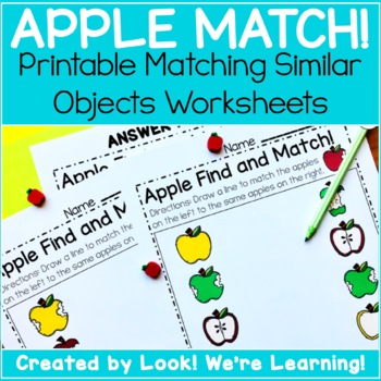 Preschool Matching Worksheets Apple Matching By Look We Re Learning