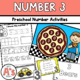 Preschool Math Activities for Number 3 with Games, Printab