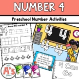 Preschool Math Activities for Number 4 with Games, Printab