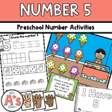 Preschool Math Activities for Number 5 with Games, Printab