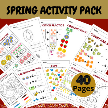 Preview of Preschool Math, Beginning Math, Counting, Learning to Add, Preschool, Worksheets