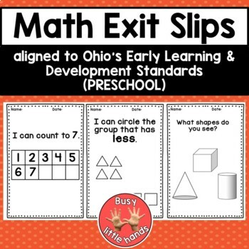 Preview of Preschool Math Exit Slips for Preschool & Special Education