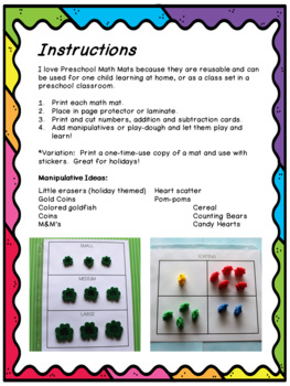 Preschool & Kindergarten Math Mats by Help A Child To Read | TpT