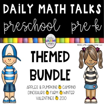 Preview of Preschool Math Talks Bundle / Digital and Printable PreK Themed Questions