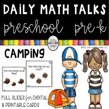 Preview of Preschool Math Talks CAMPING /  PreK / Digital and Printable