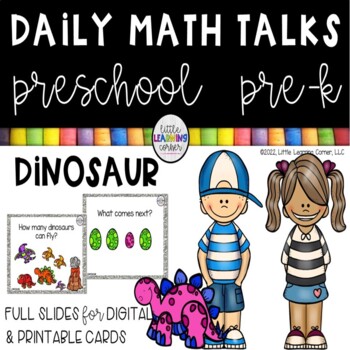 Preview of Preschool Math Talks DINOSAURS /  PreK / Digital and Printable