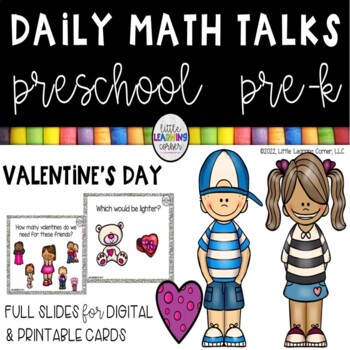 Preview of Preschool Math Talks VALENTINES /  PreK / Digital and Printable