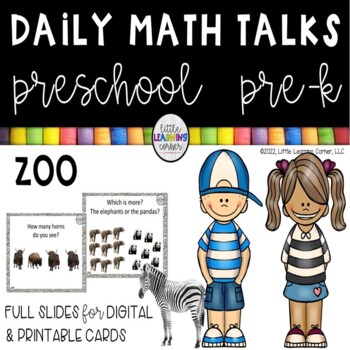 Preview of Preschool Math Talks ZOO /  PreK / Digital and Printable