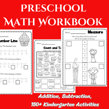 Preview of Preschool Math Workbook -Addition,Subtraction,150+ Kindergarten Activities,Kids