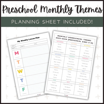 Preview of Preschool Monthly Themes + Planning Sheet