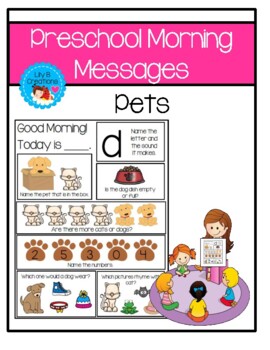 Preview of Preschool Morning Messages - Pets