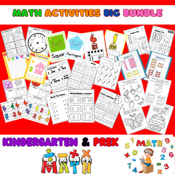 Preview of Preschool Morning Work Math All year Worksheets: Addition, Counting, Flashcards