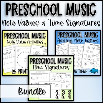 Preview of Beginning Music Theory Rhythm Worksheets BUNDLE- Note Values & Time Signatures