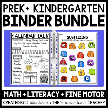 Preview of NO PREP Worksheets for Binder Homeschool Preschool PreK Kindergarten Activities