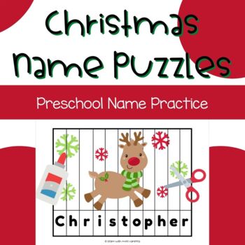 Preview of Preschool Name Recognition Puzzles - PRINTABLE - Christmas- Word Work