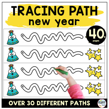 Preview of Preschool New Year 2023 Tracing Lines for Winter Fine Motor Activities