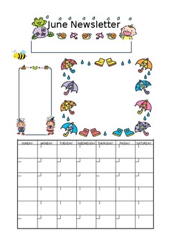 Preschool Newsletter Colour Cute Template Simple June