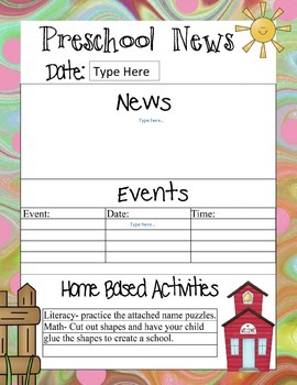 Preview of Preschool Newsletters With Home Activities