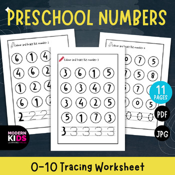 Preview of Preschool Numbers 0-10 Tracing Worksheet