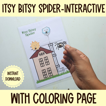 Preview of Nursery Rhymes Interactive preschool Printable,Itsy Bitsy Spider Activity,color