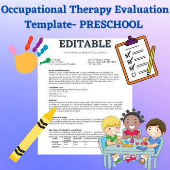 Preview of Preschool Occupational Therapy Sample Evaluation Writeup
