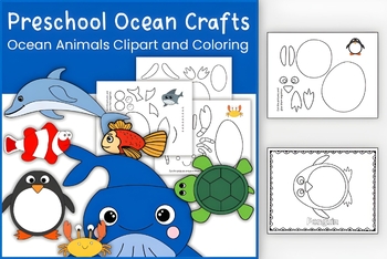 Preview of Preschool Ocean Animals Crafts & Colorin - Pre-Worksheets & Teaching Materials