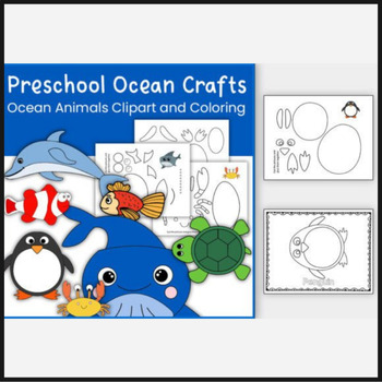 Preview of Preschool Ocean Animals Crafts & Colorin | PreK & K Grade Craft and Coloring