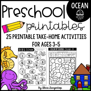 preschool ocean theme printable worksheet activities by mskinderhop