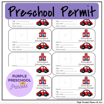 Preview of Preschool Permit/ Drivers License