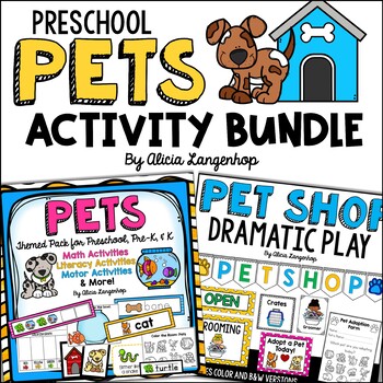 Preview of Preschool Pet Theme Activity and Dramatic Play BUNDLE