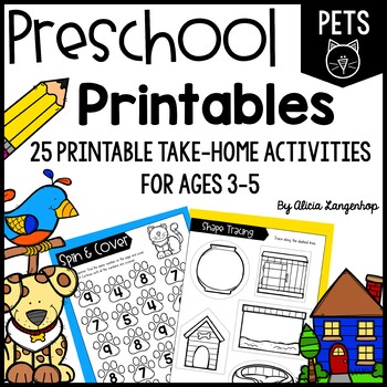 Preview of Preschool Pets Theme Printable Worksheet Activities